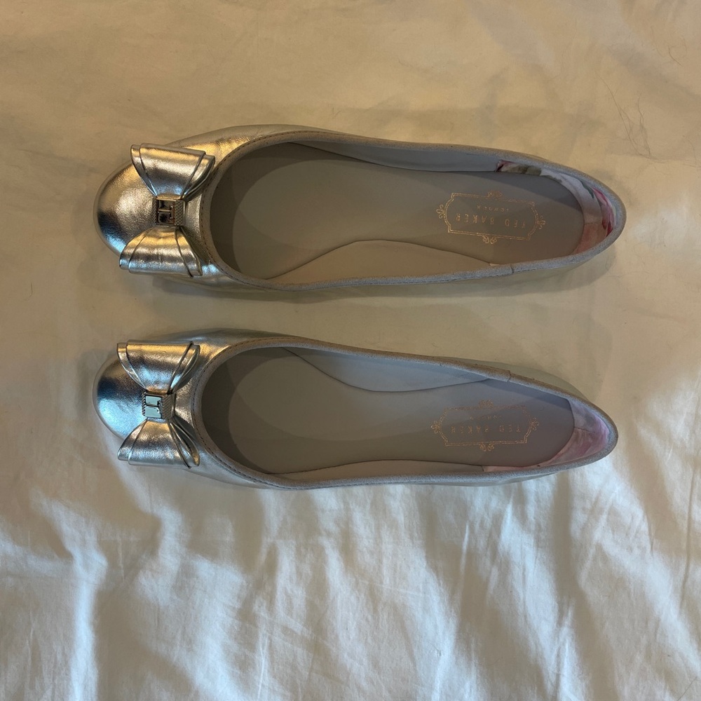 Ted Baker London Silver Ballet Flats